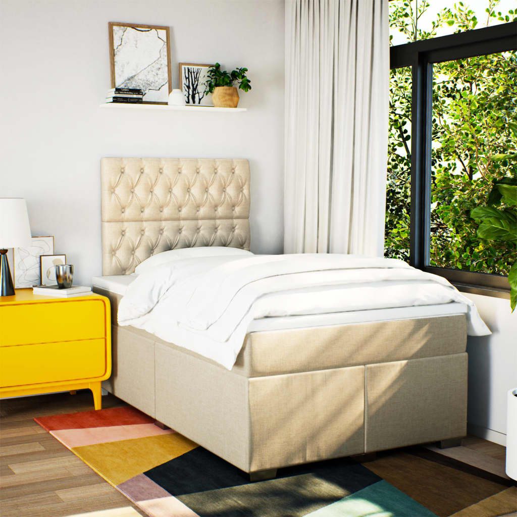 Sommier à lattes de lit avec matelas Crème 120x200 cm Tissu - XIOS