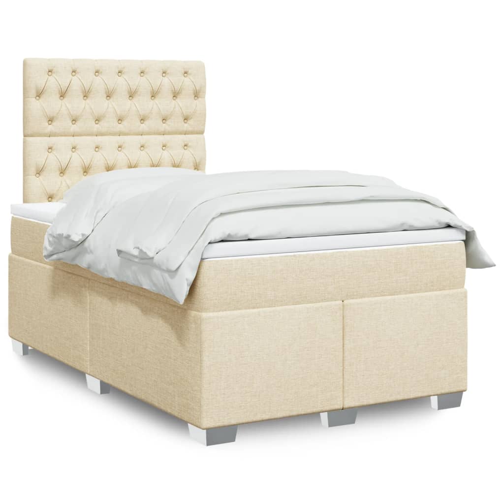 Sommier à lattes de lit avec matelas Crème 120x200 cm Tissu - XIOS