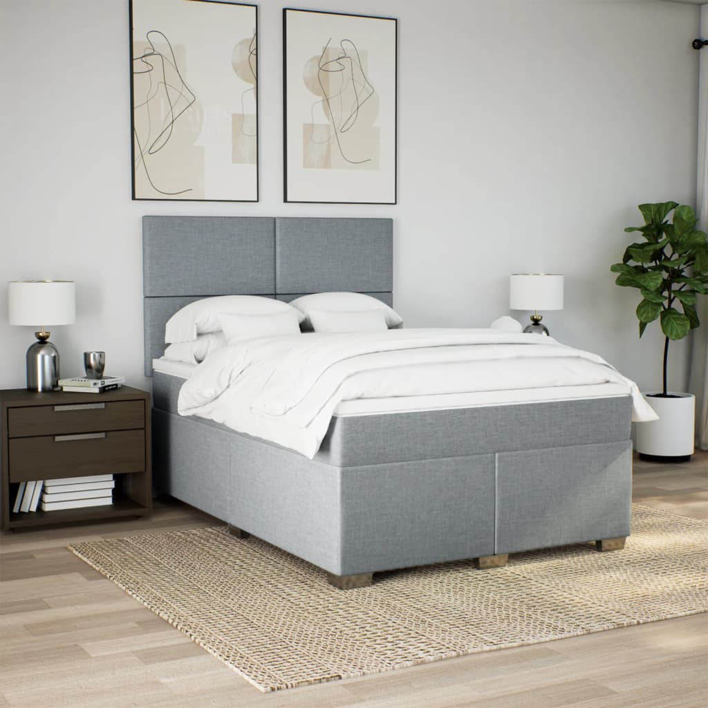 Sommier à lattes de lit avec matelas Gris clair 140x190cm Tissu - XIOS