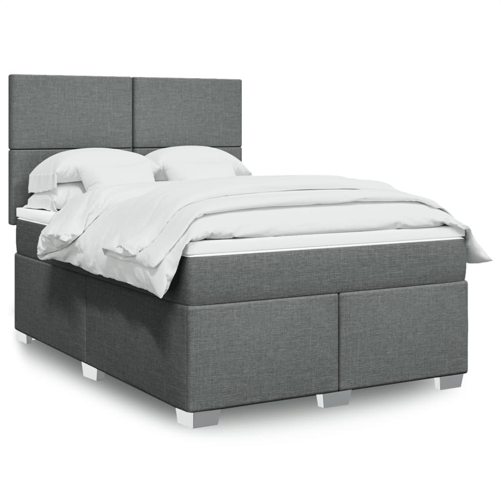 Sommier à lattes de lit avec matelas Gris foncé 140x190cm Tissu - XIOS