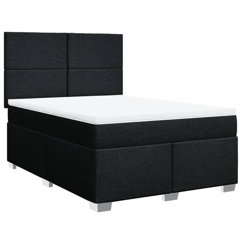 Sommier à lattes de lit avec matelas Noir 140x190 cm Tissu - XIOS