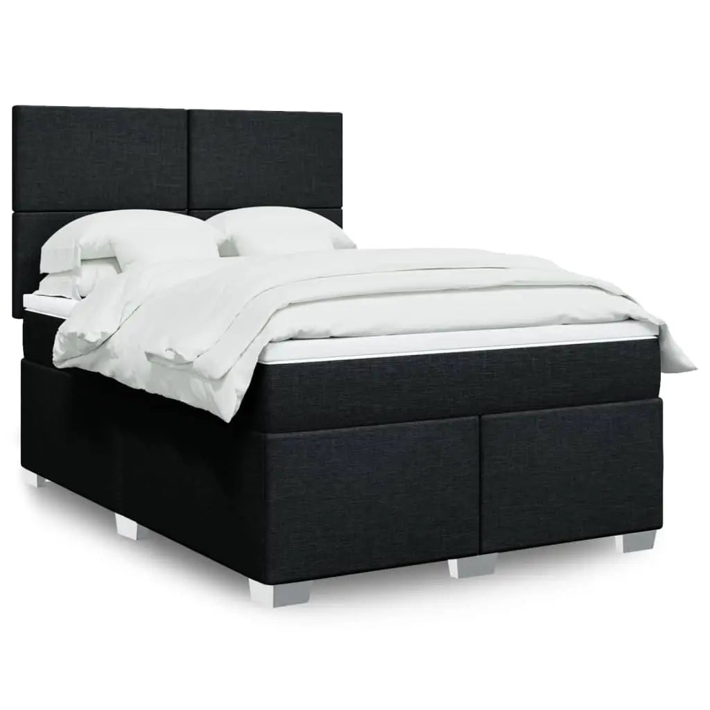 Sommier à lattes de lit avec matelas Noir 140x190 cm Tissu - XIOS