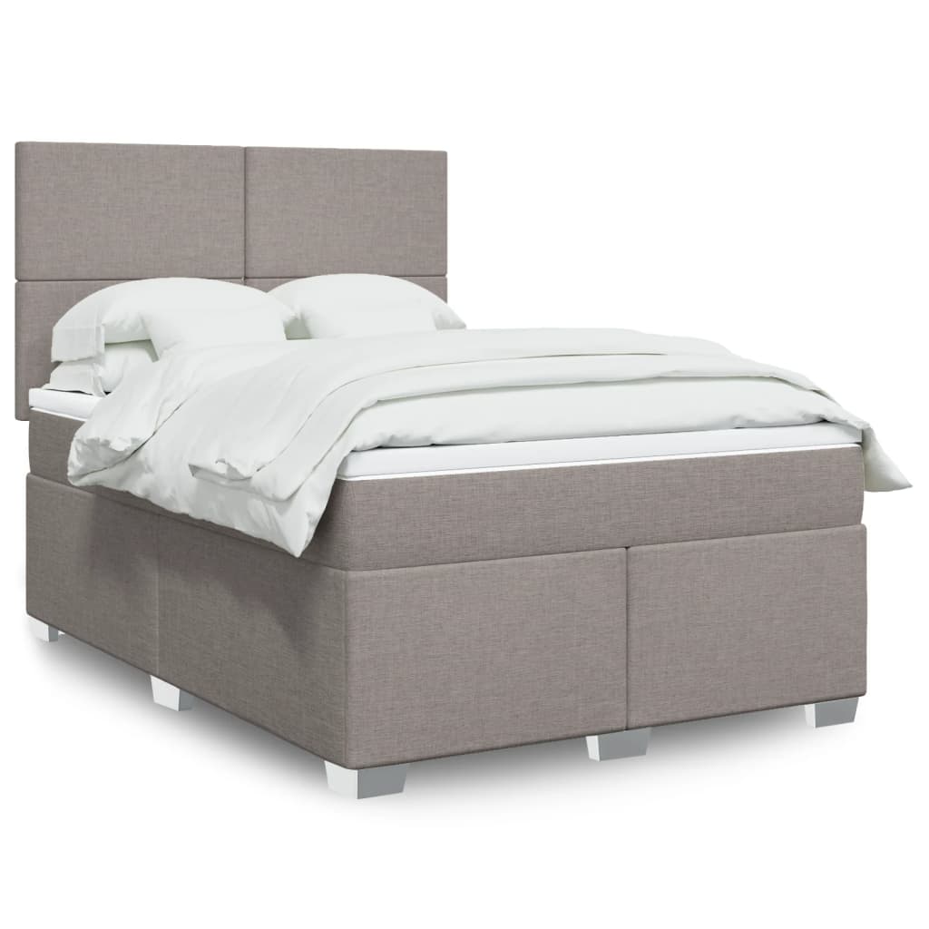 Sommier à lattes de lit avec matelas Taupe 140x190 cm Tissu - XIOS