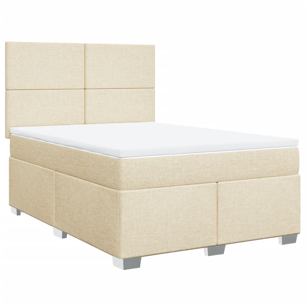 Sommier à lattes de lit avec matelas Crème 140x190 cm Tissu