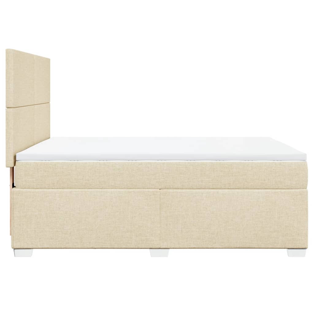 Sommier à lattes de lit avec matelas Crème 140x190 cm Tissu