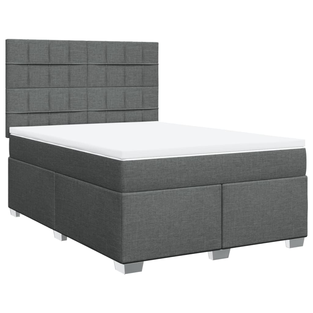Sommier à lattes de lit avec matelas Gris foncé 140x190cm Tissu - XIOS