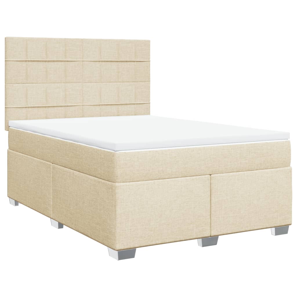 Sommier à lattes de lit avec matelas Crème 140x190 cm Tissu - XIOS