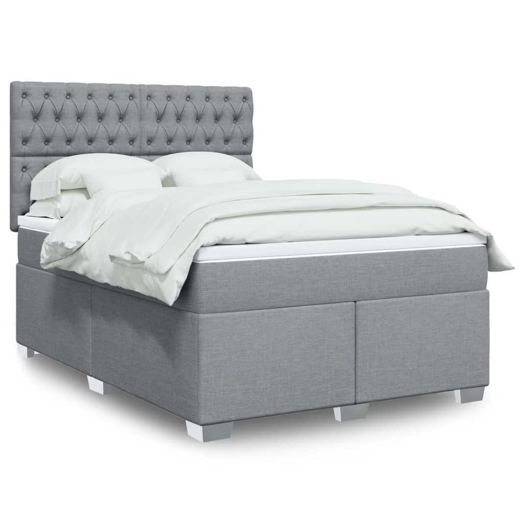 Sommier à lattes de lit avec matelas Gris clair 140x190cm Tissu - XIOS