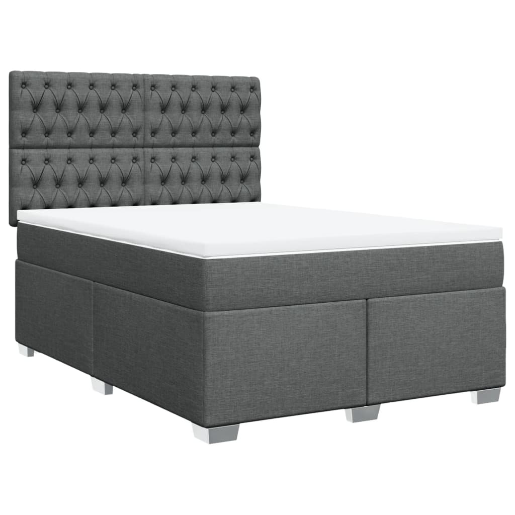 Sommier à lattes de lit avec matelas Gris foncé 140x190cm Tissu - XIOS