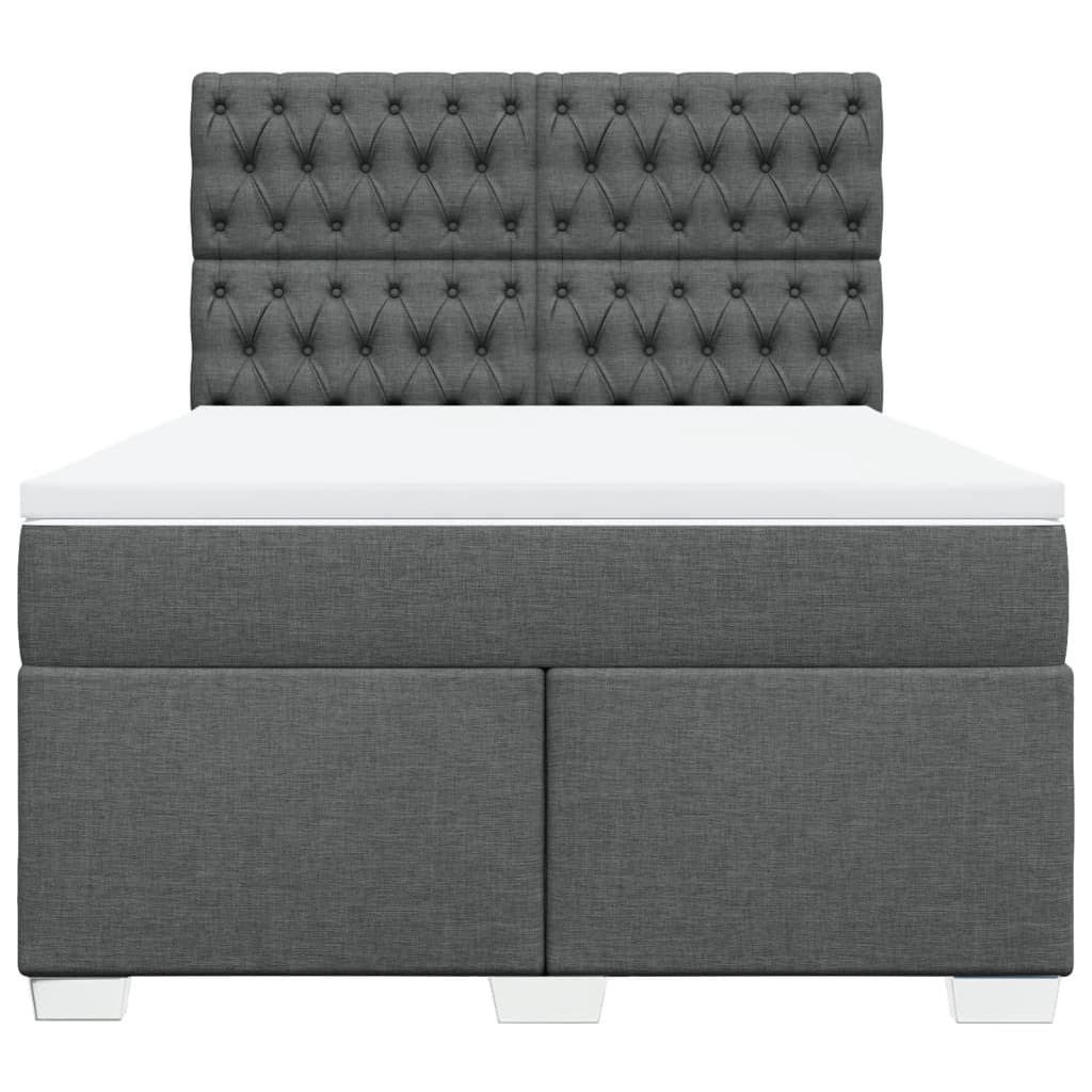 Sommier à lattes de lit avec matelas Gris foncé 140x190cm Tissu - XIOS