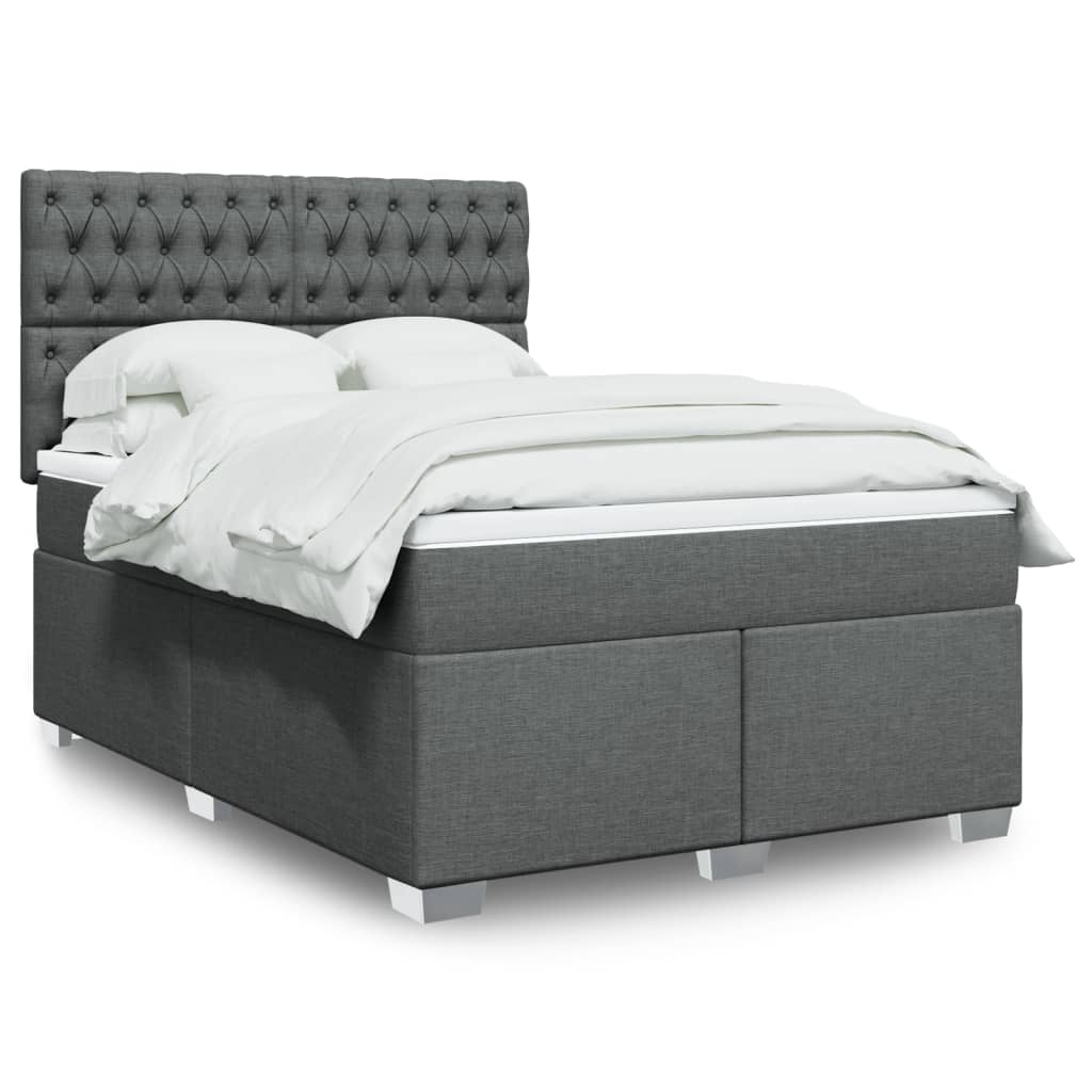 Sommier à lattes de lit avec matelas Gris foncé 140x190cm Tissu - XIOS