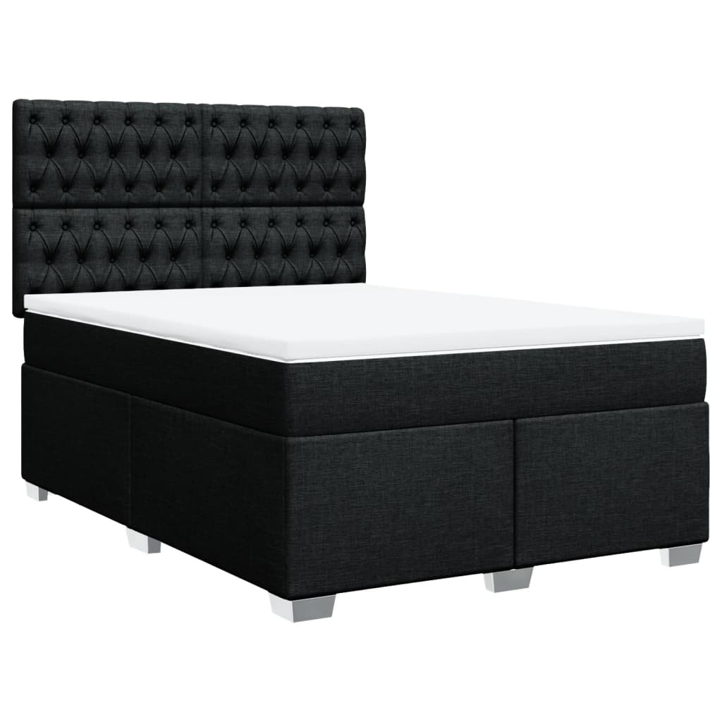 Sommier à lattes de lit avec matelas Noir 140x190 cm Tissu - XIOS