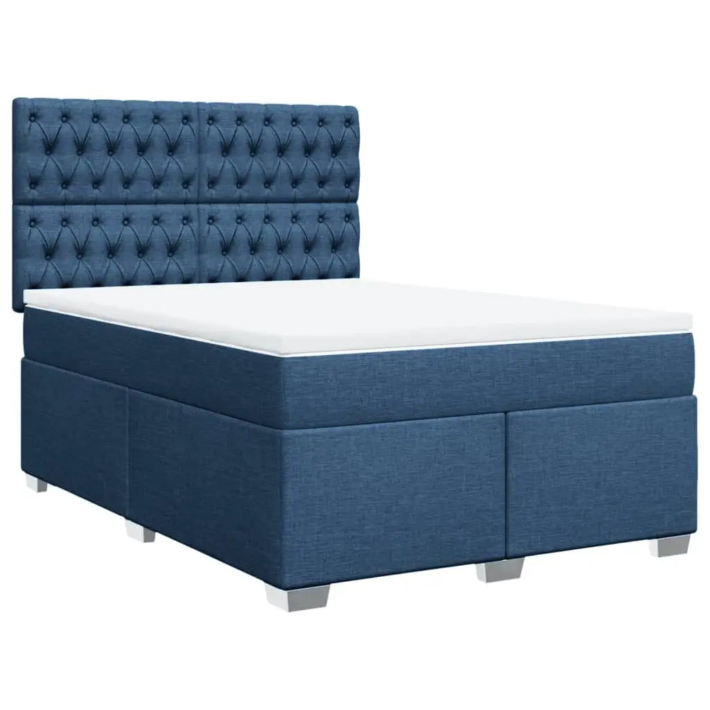 Sommier à lattes de lit avec matelas Bleu 140x190 cm Tissu - XIOS
