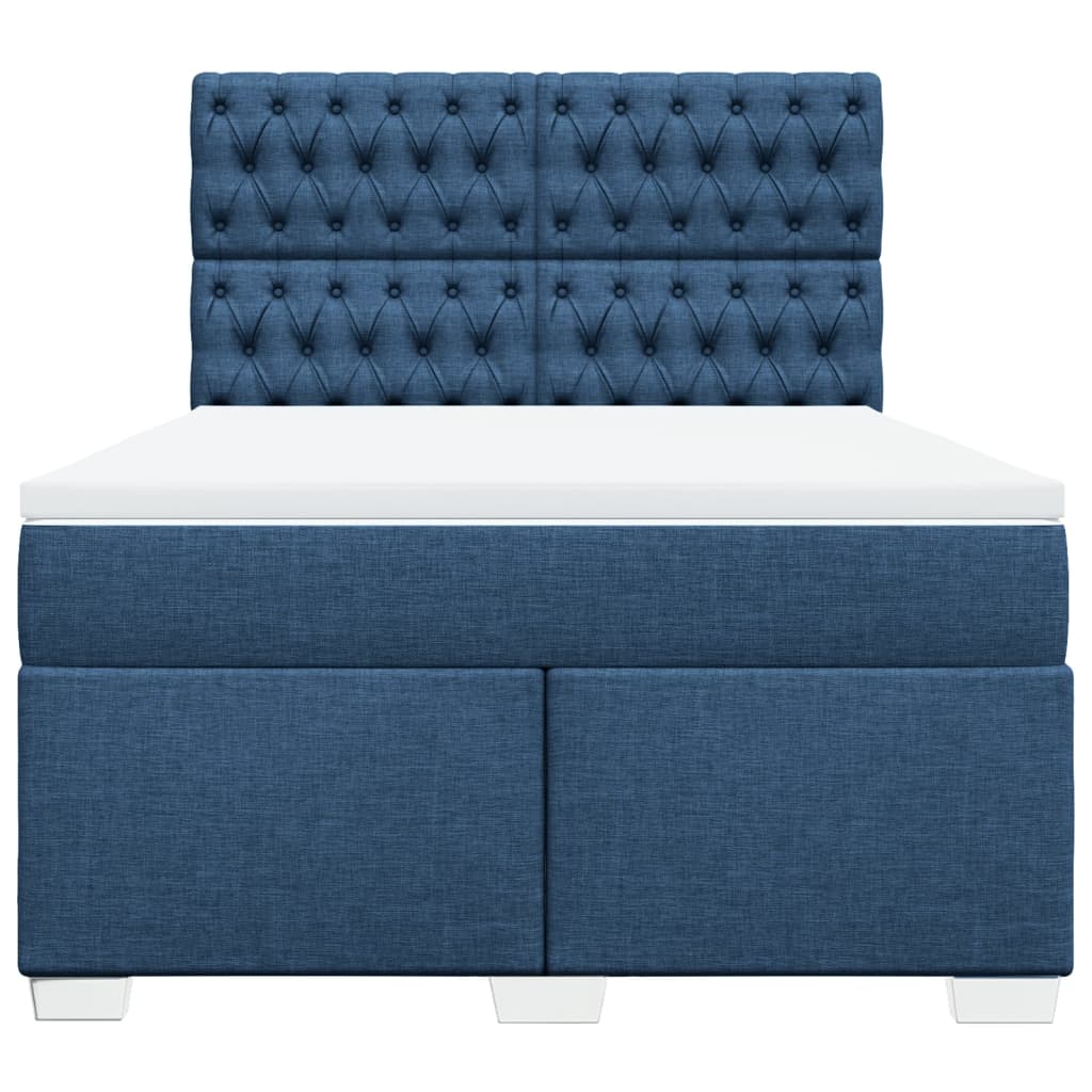 Sommier à lattes de lit avec matelas Bleu 140x190 cm Tissu - XIOS