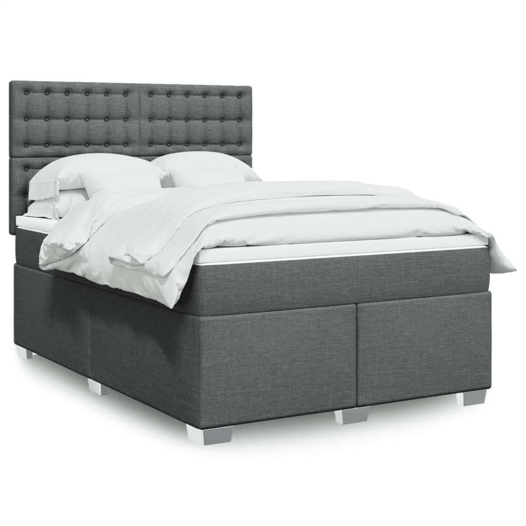 Sommier à lattes de lit avec matelas Gris foncé 140x190cm Tissu - XIOS