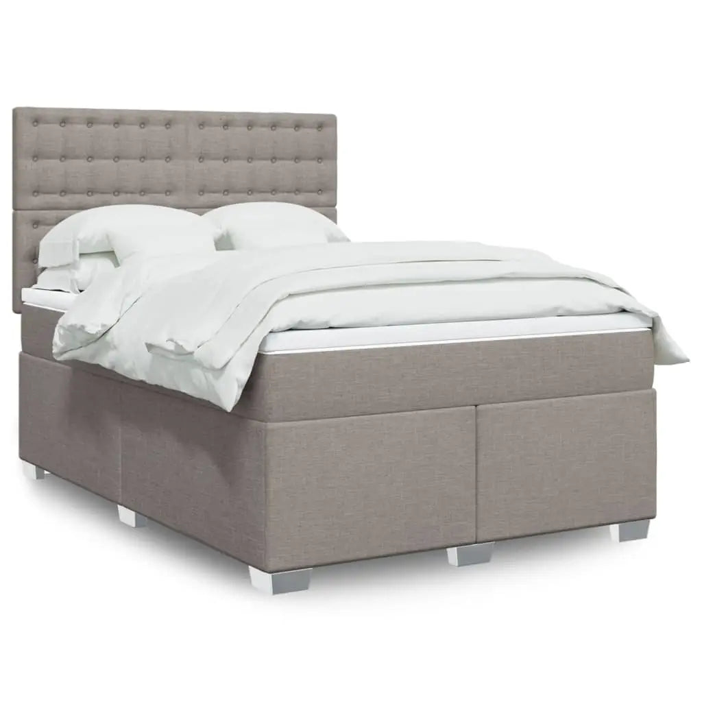 Sommier à lattes de lit avec matelas Taupe 140x190 cm Tissu - XIOS