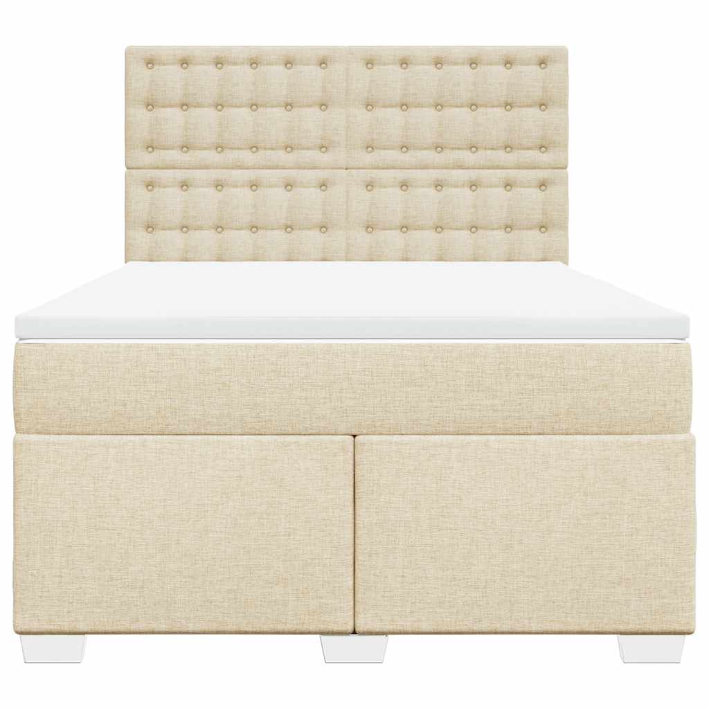 Sommier à lattes de lit avec matelas Crème 140x190 cm Tissu - XIOS
