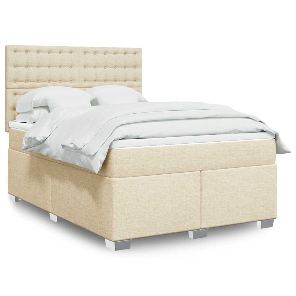 Sommier à lattes de lit avec matelas Crème 140x190 cm Tissu - XIOS