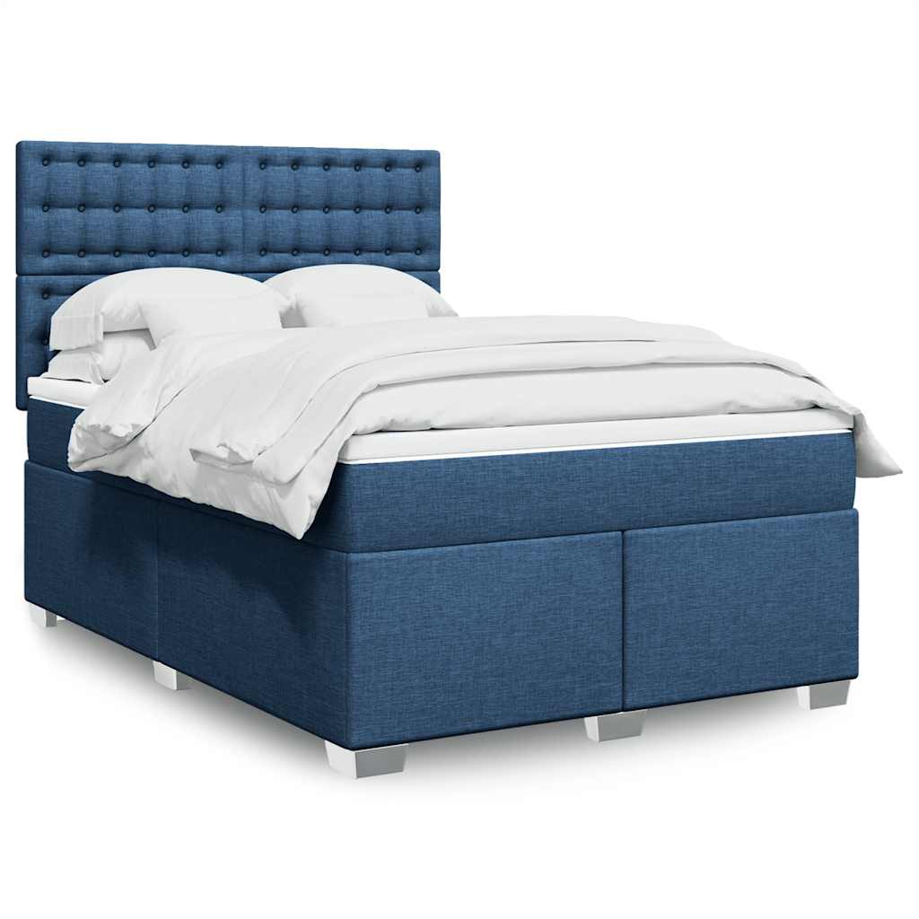 Sommier à lattes de lit avec matelas Bleu 140x190 cm Tissu - XIOS