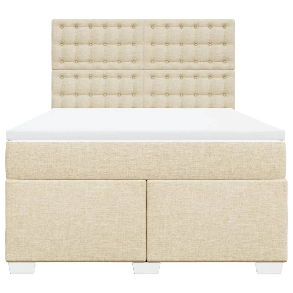 Sommier à lattes de lit avec matelas Crème 140x200 cm Tissu