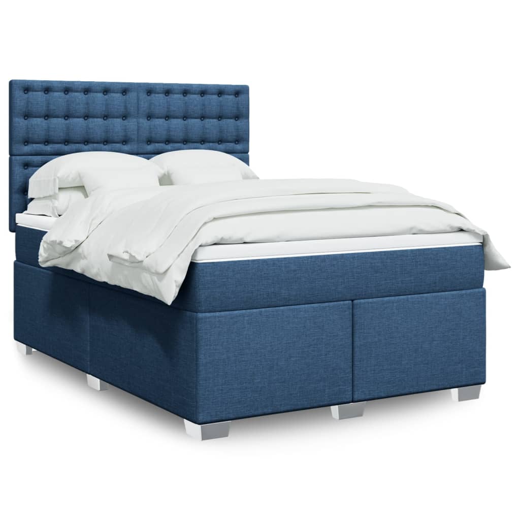 Sommier à lattes de lit avec matelas Bleu 140x200 cm Tissu - XIOS