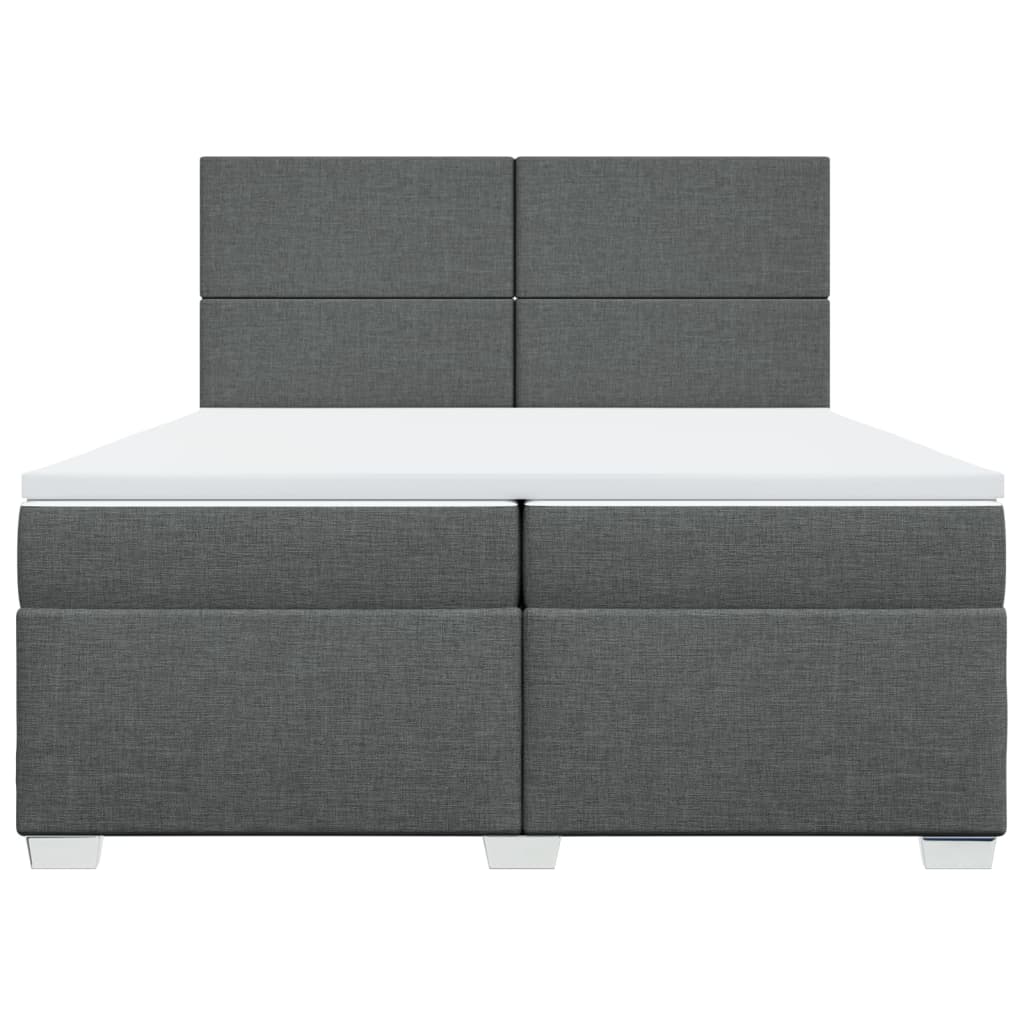 Sommier à lattes de lit avec matelas Gris foncé 200x200cm Tissu - XIOS
