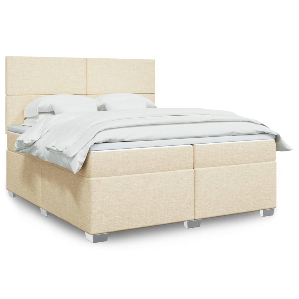 Sommier à lattes de lit avec matelas Crème 200x200 cm Tissu - XIOS