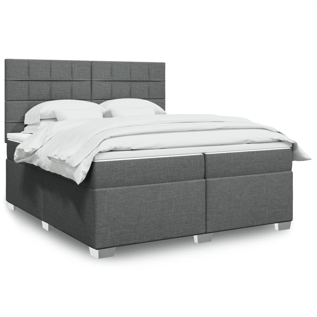Sommier à lattes de lit avec matelas Gris foncé 200x200cm Tissu - XIOS