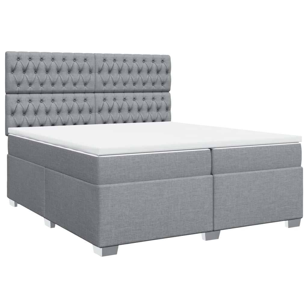 Sommier à lattes de lit avec matelas Gris clair 200x200cm Tissu - XIOS