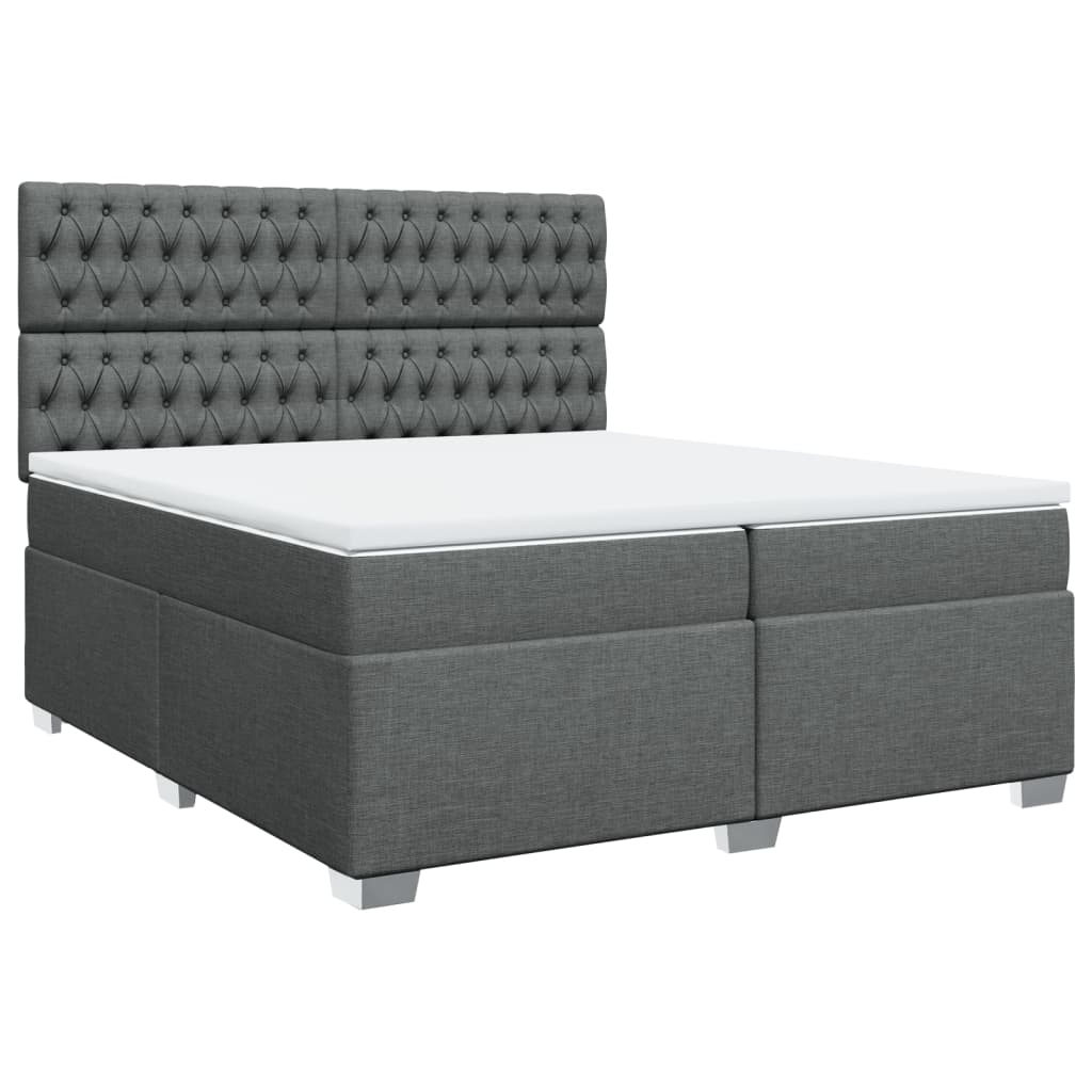 Sommier à lattes de lit avec matelas Gris foncé 200x200cm Tissu - XIOS