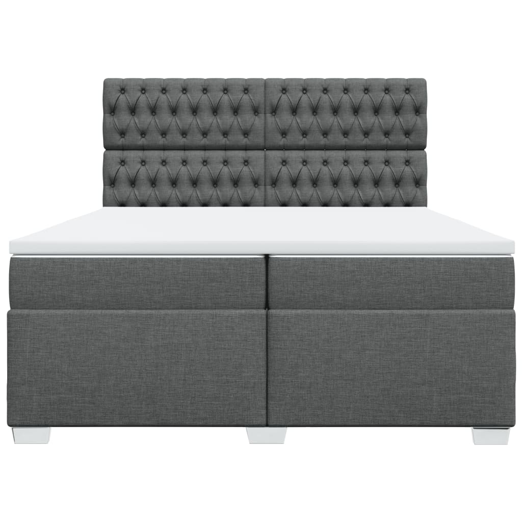 Sommier à lattes de lit avec matelas Gris foncé 200x200cm Tissu - XIOS