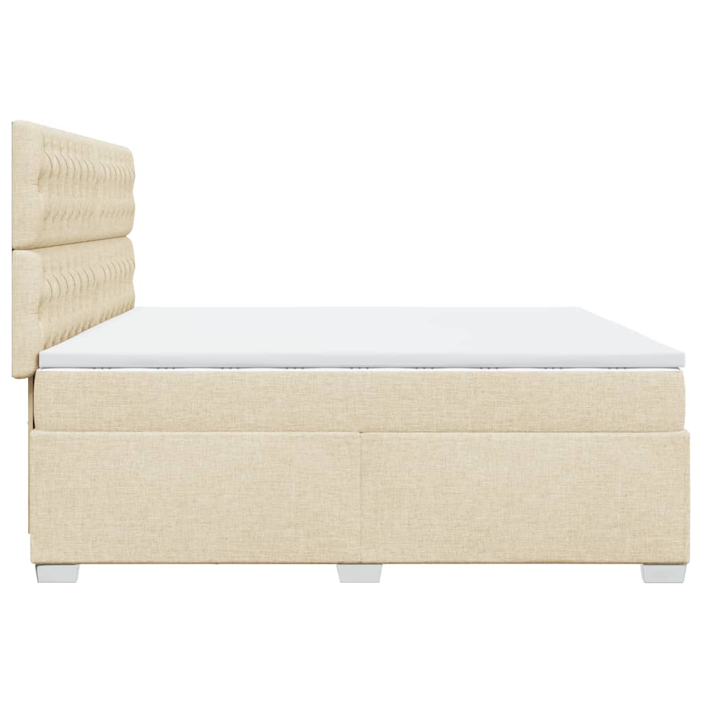 Sommier à lattes de lit avec matelas Crème 200x200 cm Tissu - XIOS
