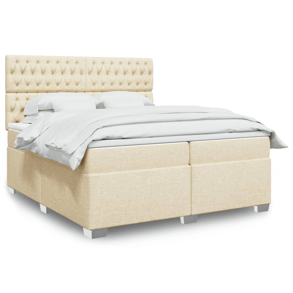 Sommier à lattes de lit avec matelas Crème 200x200 cm Tissu - XIOS