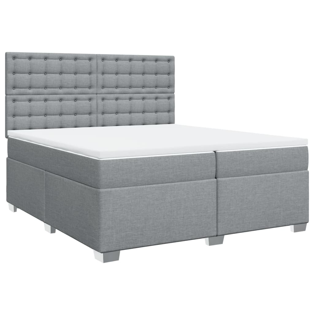 Sommier à lattes de lit avec matelas Gris clair 200x200cm Tissu - XIOS