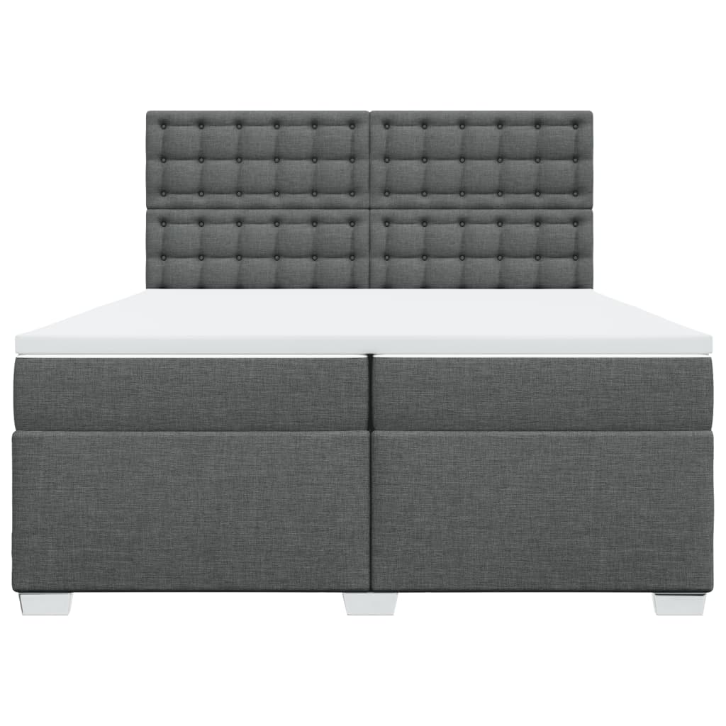 Sommier à lattes de lit avec matelas Gris foncé 200x200cm Tissu - XIOS