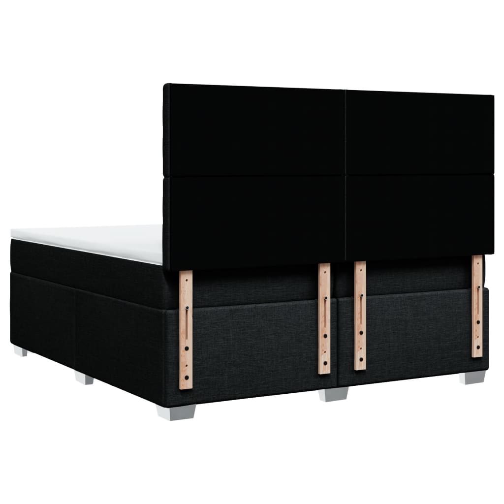 Sommier à lattes de lit avec matelas Noir 200x200 cm Tissu - XIOS