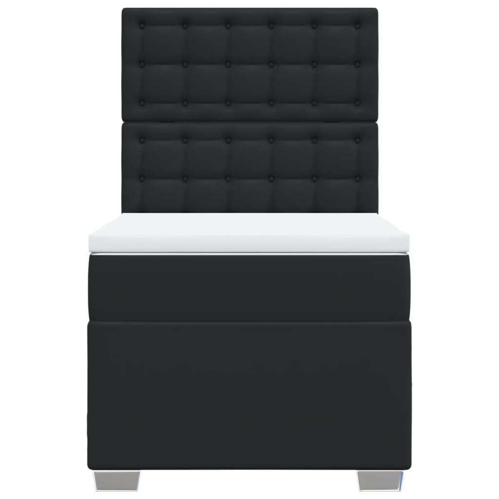 Sommier à lattes de lit avec matelas Noir 90x200 cm Similicuir - XIOS
