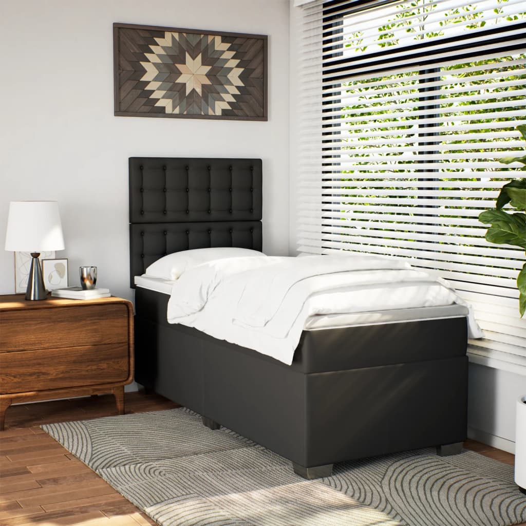 Sommier à lattes de lit avec matelas Noir 100x200 cm Similicuir - XIOS