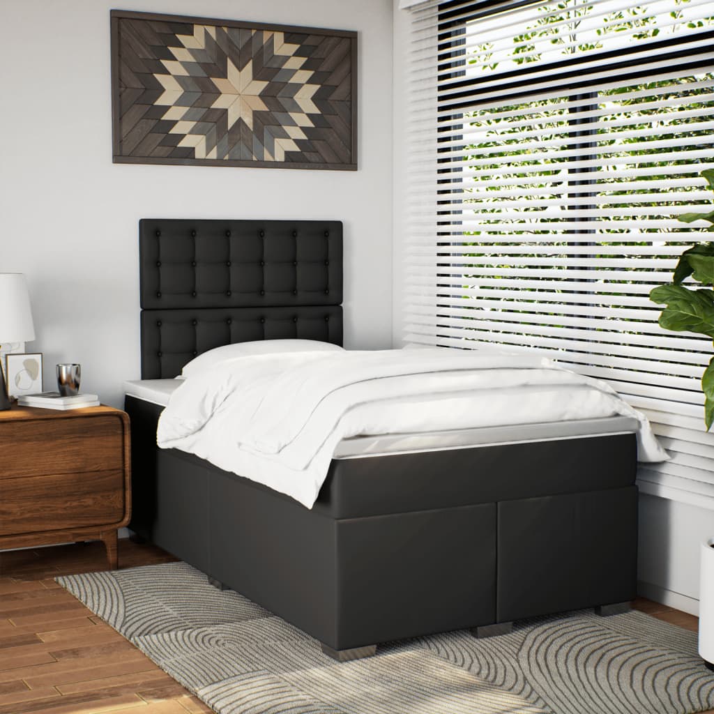 Sommier à lattes de lit avec matelas noir 120x190 cm similicuir - XIOS