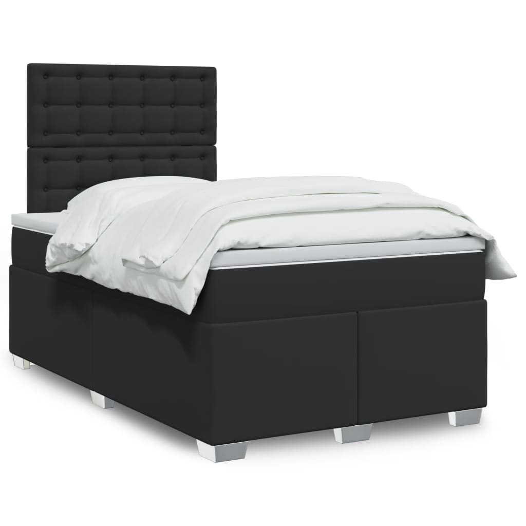 Sommier à lattes de lit avec matelas noir 120x190 cm similicuir - XIOS