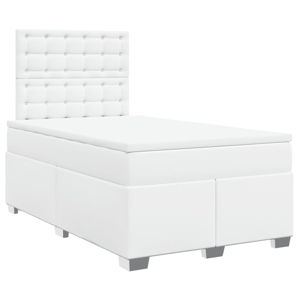 Sommier à lattes de lit avec matelas blanc 120x190cm similicuir - XIOS
