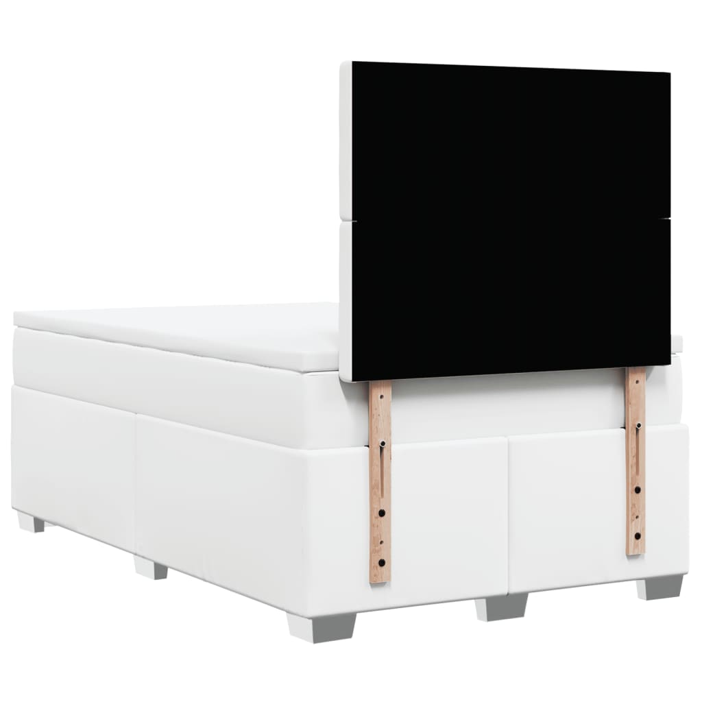 Sommier à lattes de lit avec matelas blanc 120x190cm similicuir - XIOS