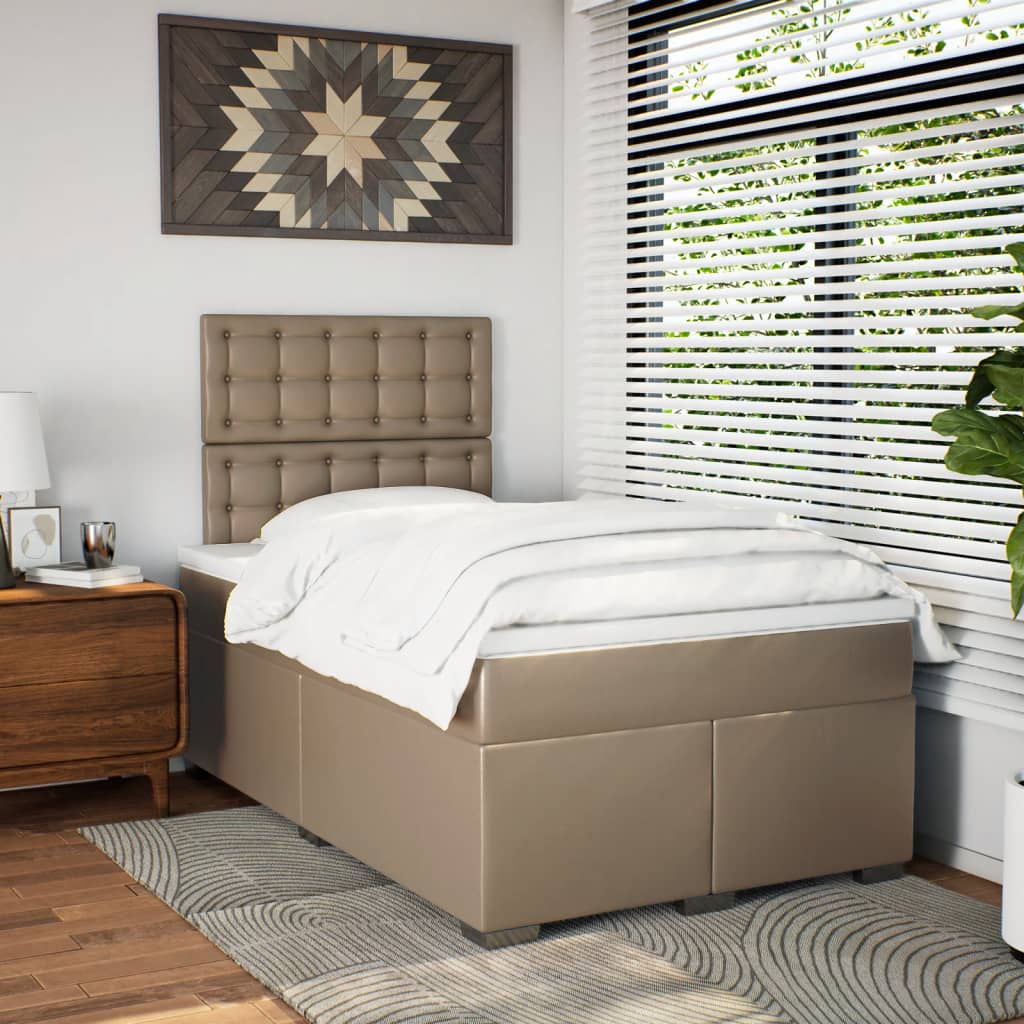 Lit à sommier tapissier avec matelas cappuccino 120x190cm similicuir - XIOS