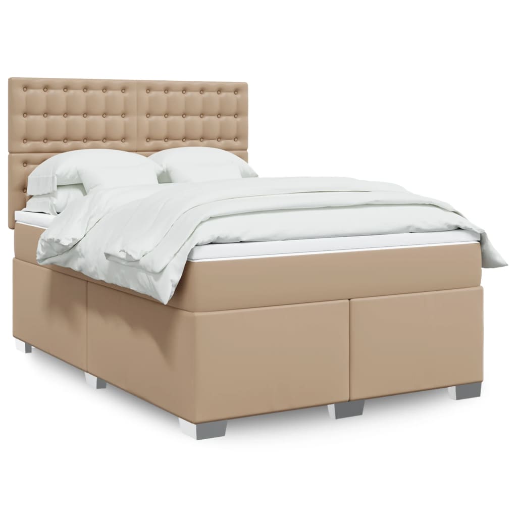 Sommier à lattes de lit avec matelas Cappuccino 140x190 cm