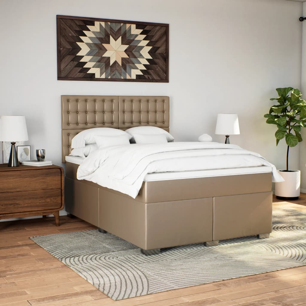 Sommier à lattes de lit avec matelas Cappuccino 140x200 cm