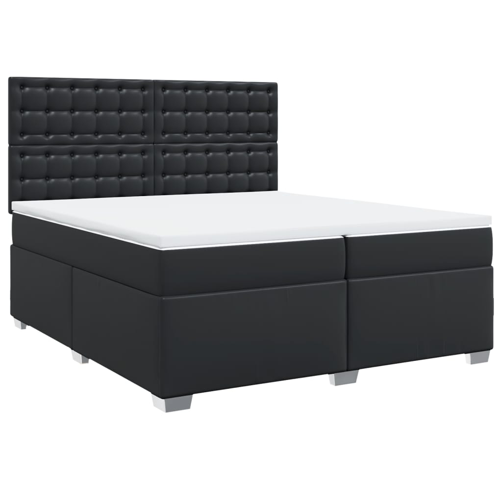 Sommier à lattes de lit avec matelas Noir 200x200 cm Similicuir - XIOS