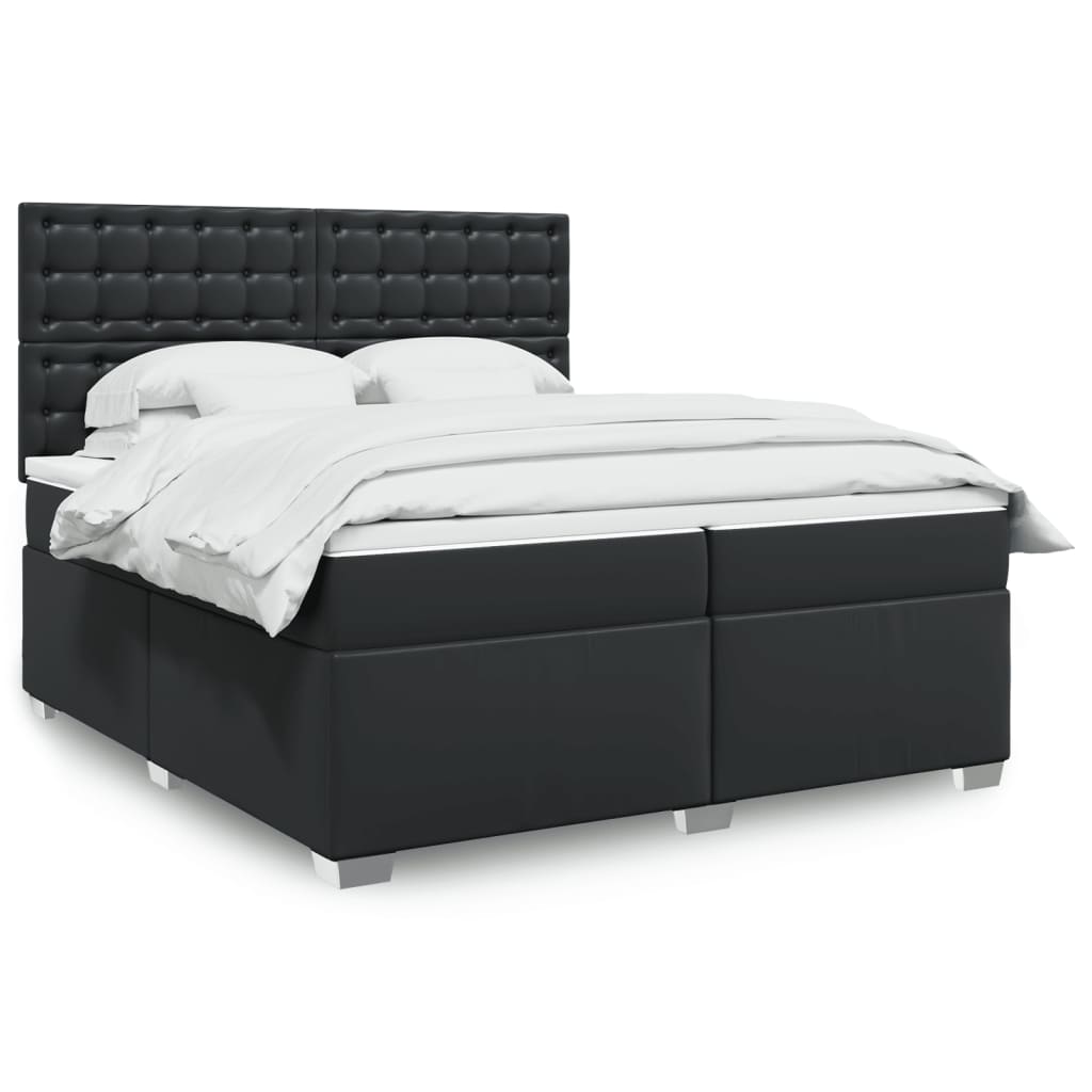 Sommier à lattes de lit avec matelas Noir 200x200 cm Similicuir - XIOS