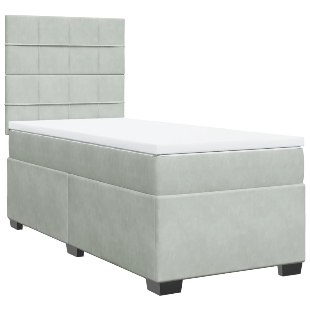Sommier à lattes de lit et matelas Gris clair 80x200 cm Velours - XIOS