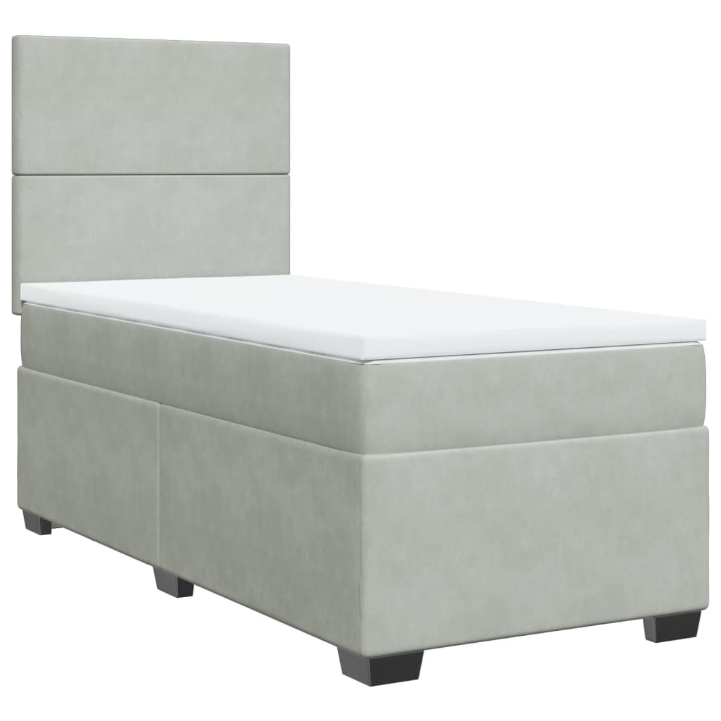 Sommier à lattes de lit et matelas Gris clair 90x190 cm Velours - XIOS