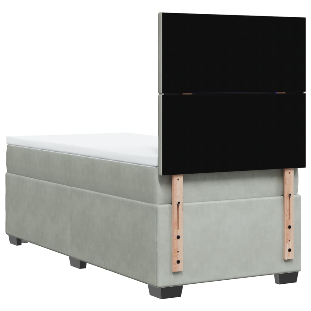 Sommier à lattes de lit et matelas Gris clair 90x190 cm Velours - XIOS